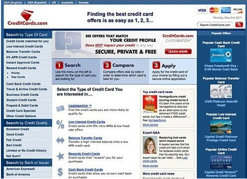 CreditCards.com 跳转到ClickSuccess首页
